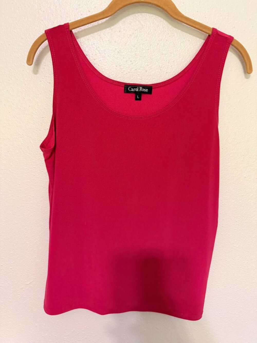 Carol Rose Tank Top Hot Pink Basic Stretch Womans L